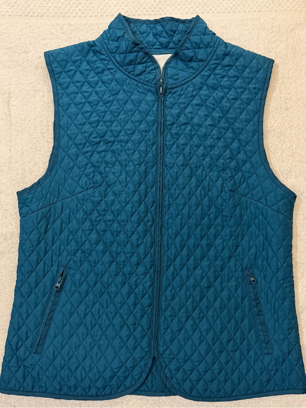 The Tog Shop Diamond Quilted Teal Full Zip Vest Lightweight Layer Cozy Outdoor